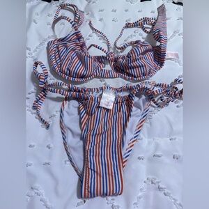 Exhilaration swimsuit 2 pc sz Medium women’s red white and blue